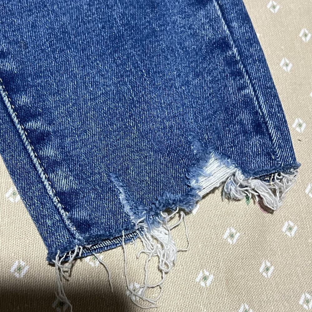 ZARA Jeans Womens 6 Blue Skinny Distressed‎ Raw Hem Frayed Ankle Medium Wash - Picture 9 of 12